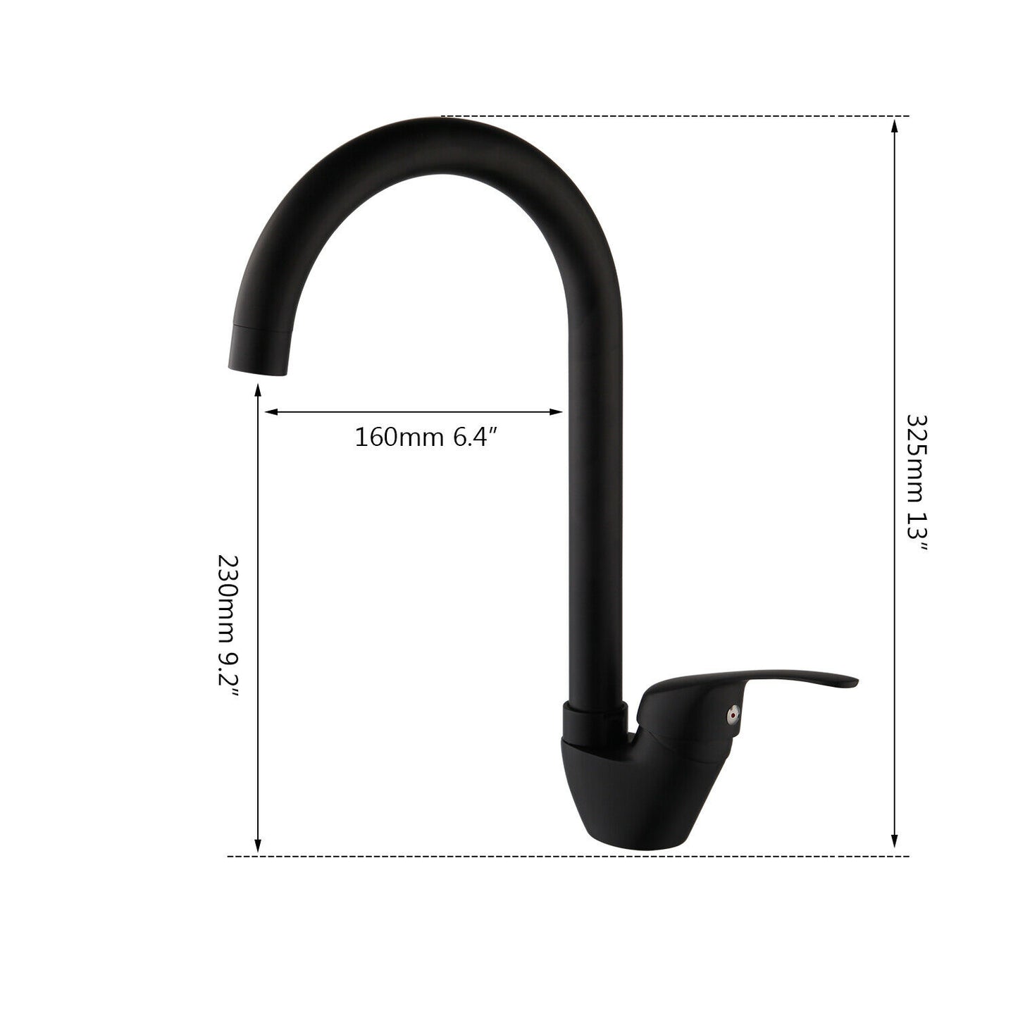 Black swivel kitchen faucet