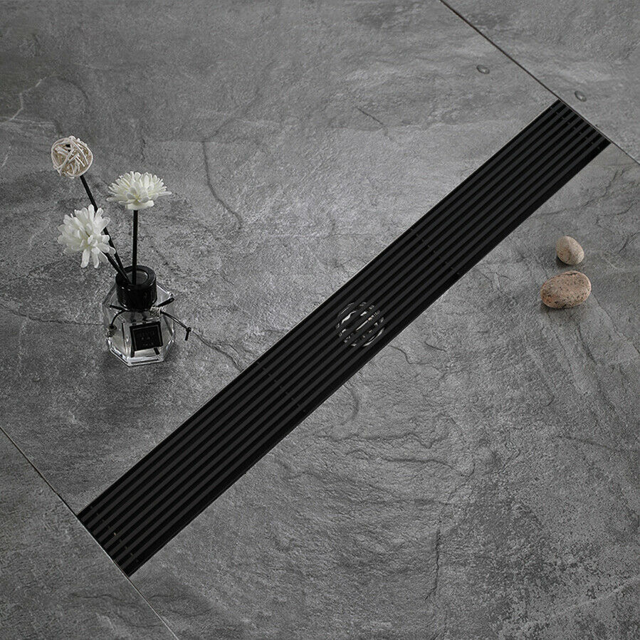 Black Shower Drain with Sleek Finish – 597 mm