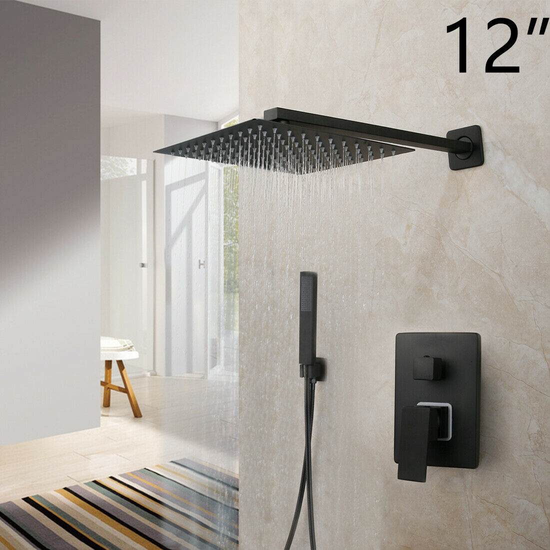 Zwarte inbouw regendouche 30CM