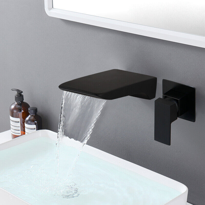Black built-in waterfall mixer tap