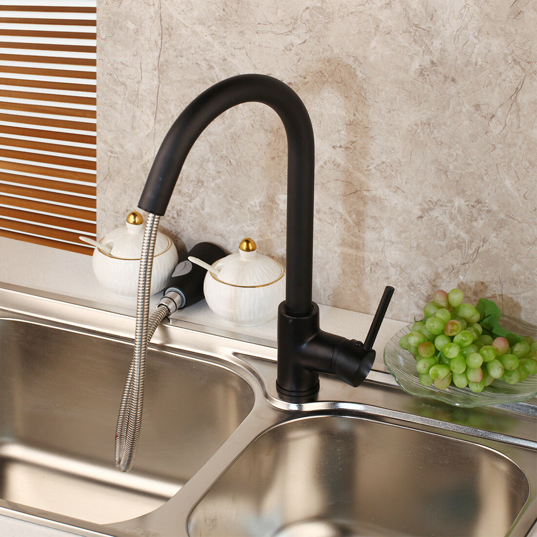 Matte black kitchen faucet