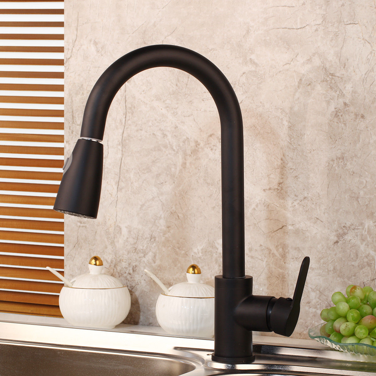 Matte black kitchen faucet