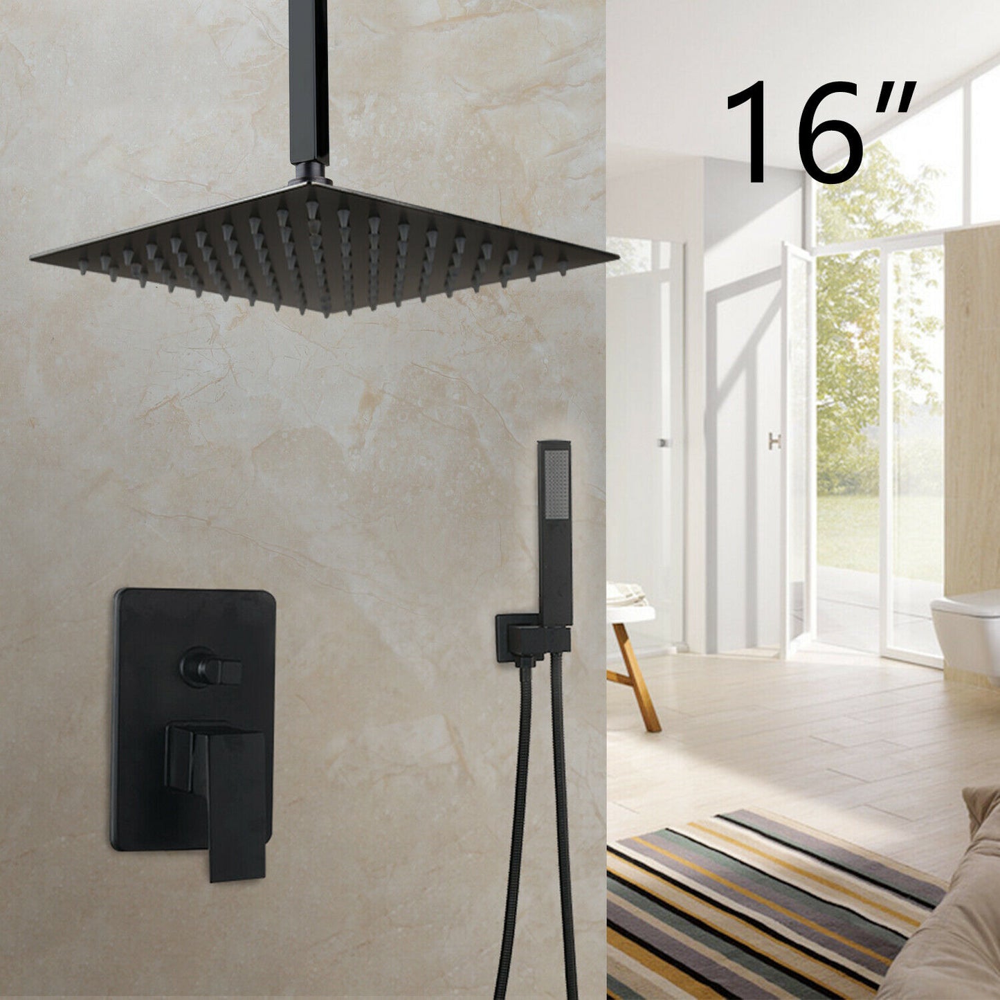 Black ceiling shower