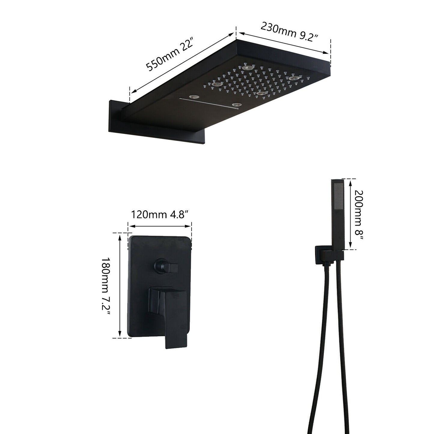 Black LED shower