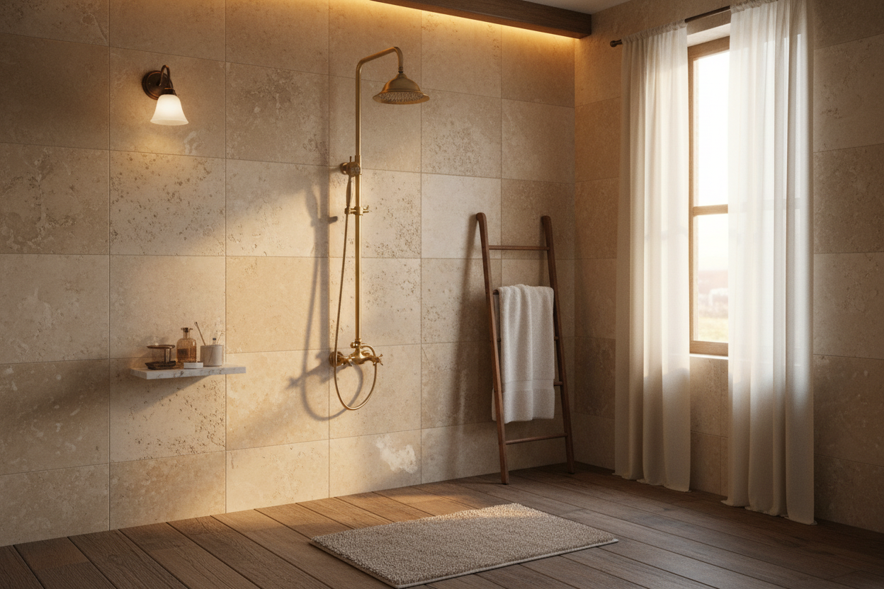 nostalgische bronskleur opbouw douche