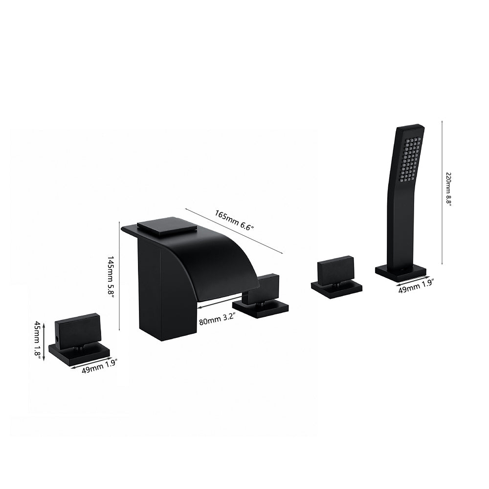 5-delige waterval badkraan – zwart