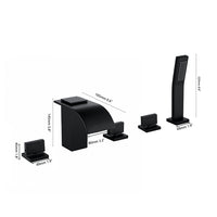 5-delige waterval badkraan – zwart