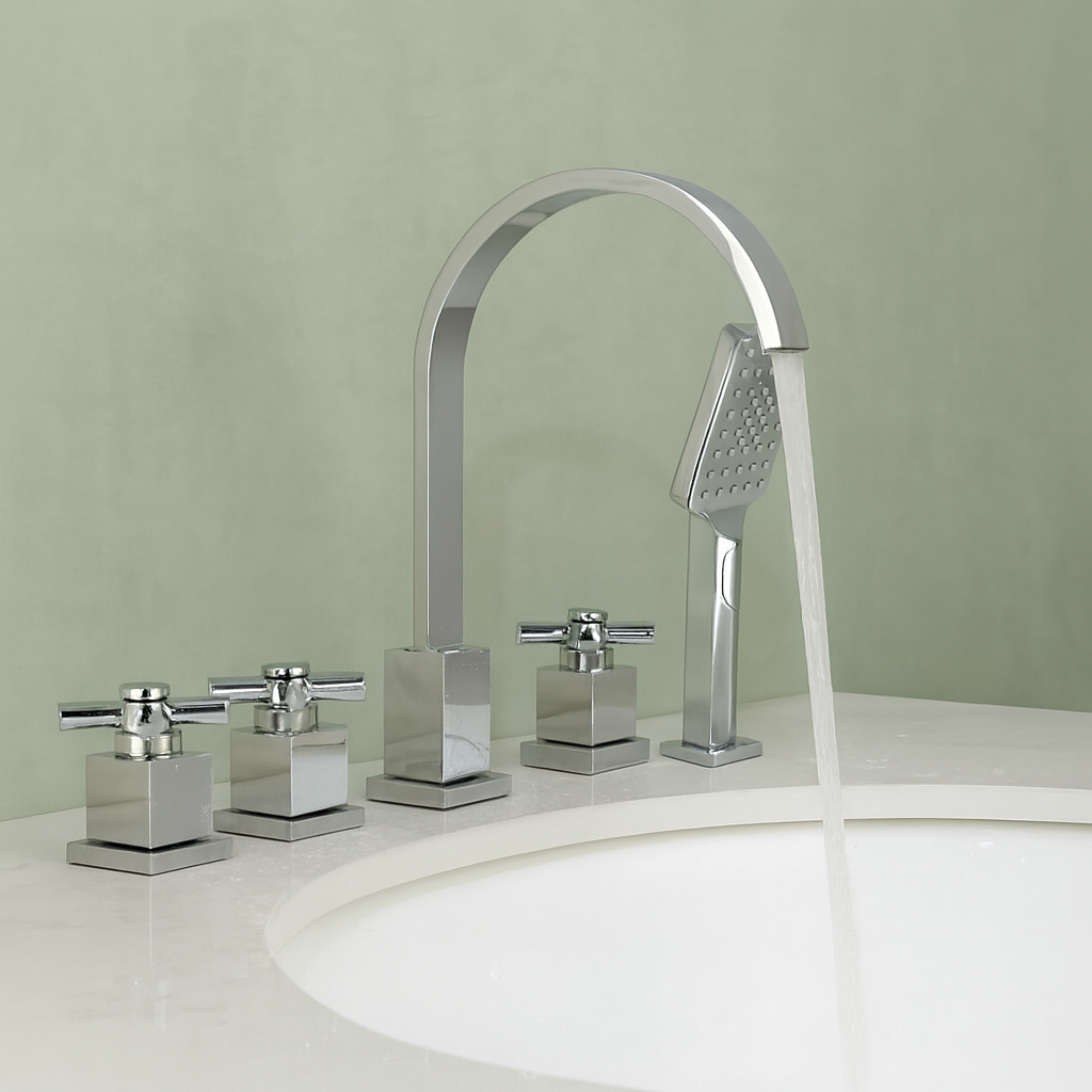 Chroom badkraan water 5 delige