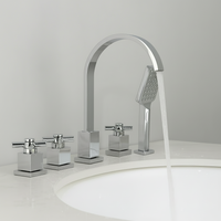 5 delige badkraan voor montage op badrand chroom