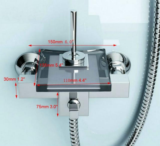 Glazen waterval bad kraan met handdouche