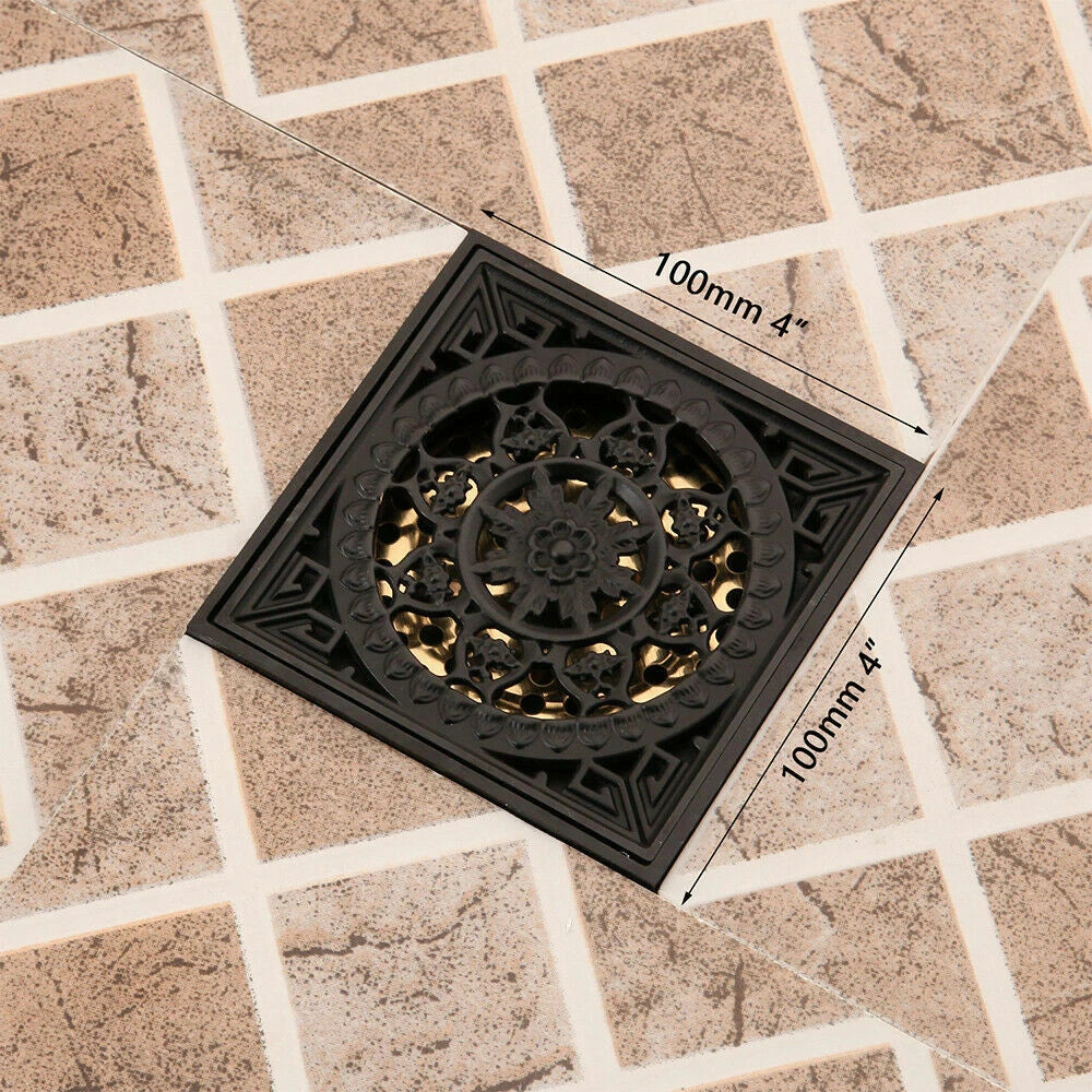 Zwarte vloerput/doucheput 10×10 cm met stankafsluiter