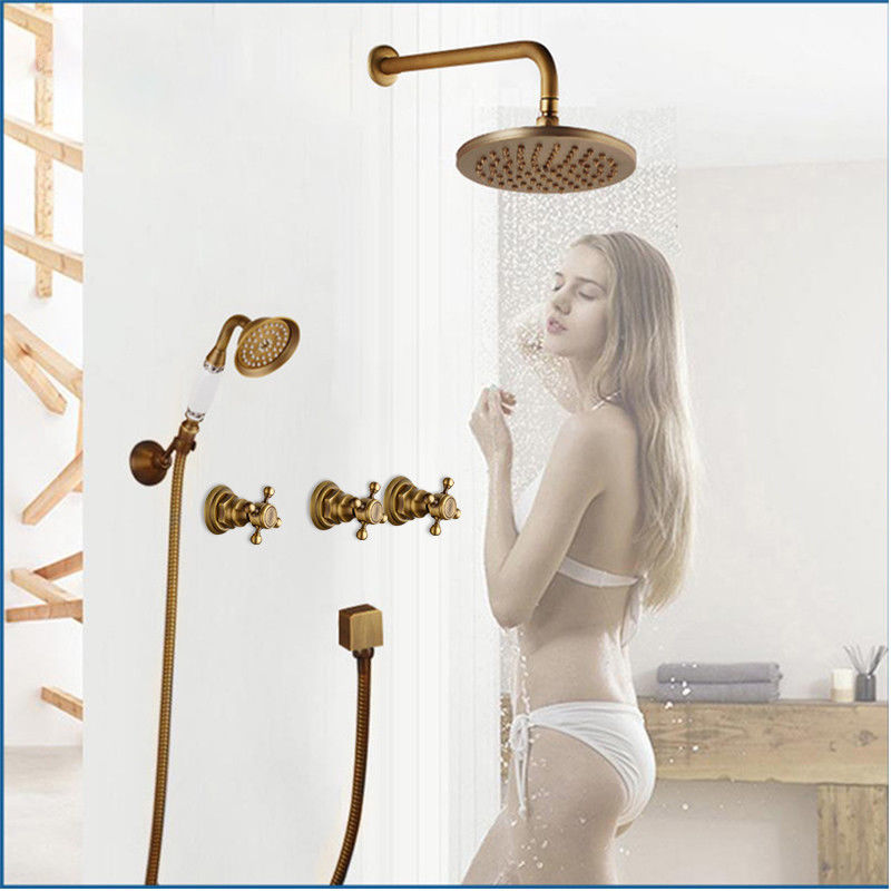 Antiek bronzen inbouw douche