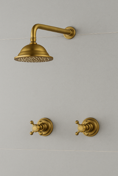 Antiek bronzen inbouw doucheset