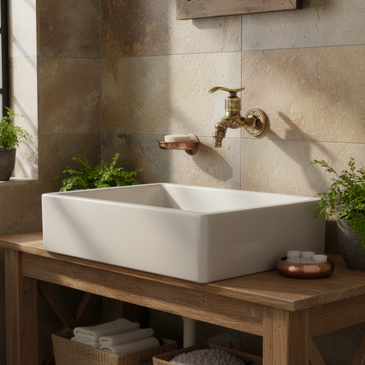 Wasserhahn mit Bronze-Finish.