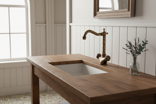 Elegante nostalgische bronzen wastafelkraan