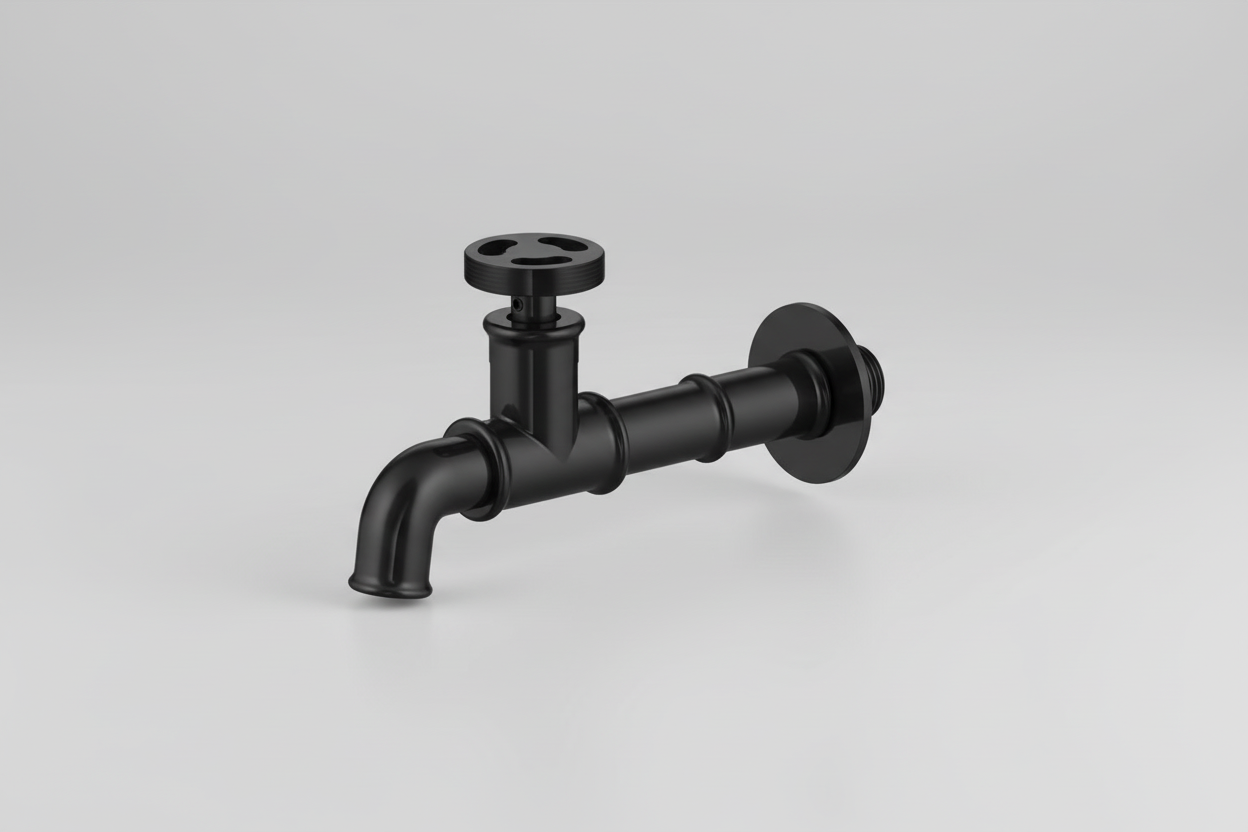 Industrieller schwarzer Kaltwasser-Wandhahn