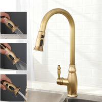 Landelijke keukenkraan antiek brons – uittrekbare sproeikop