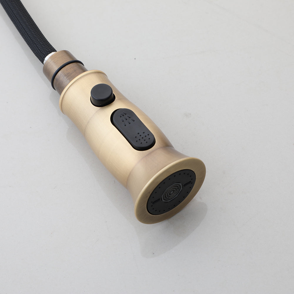 Landelijke keukenkraan antiek brons – uittrekbare sproeikop