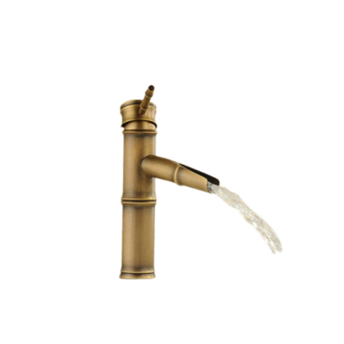 Retro bronzen waterval wastafelkraan een hand bediening