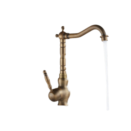 Landelijke keukenkraan bronskleur met hoge uitloop