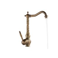 Landelijke keukenkraan bronskleur met hoge uitloop