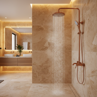 Rose gold surface-mounted shower