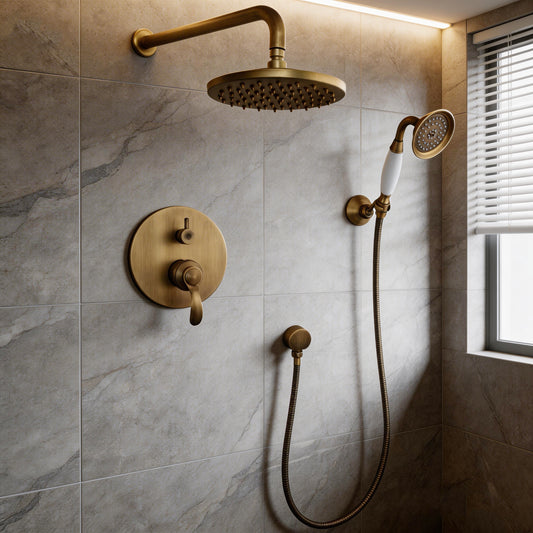 Landelijke inbouw doucheset met handdouche – Nostalgisch brons