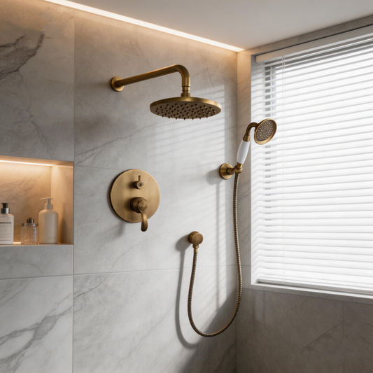 Landelijke inbouw doucheset met handdouche – Nostalgisch brons