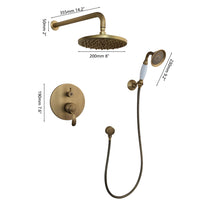 Country-style built-in shower set with hand shower – Nostalgic bronze