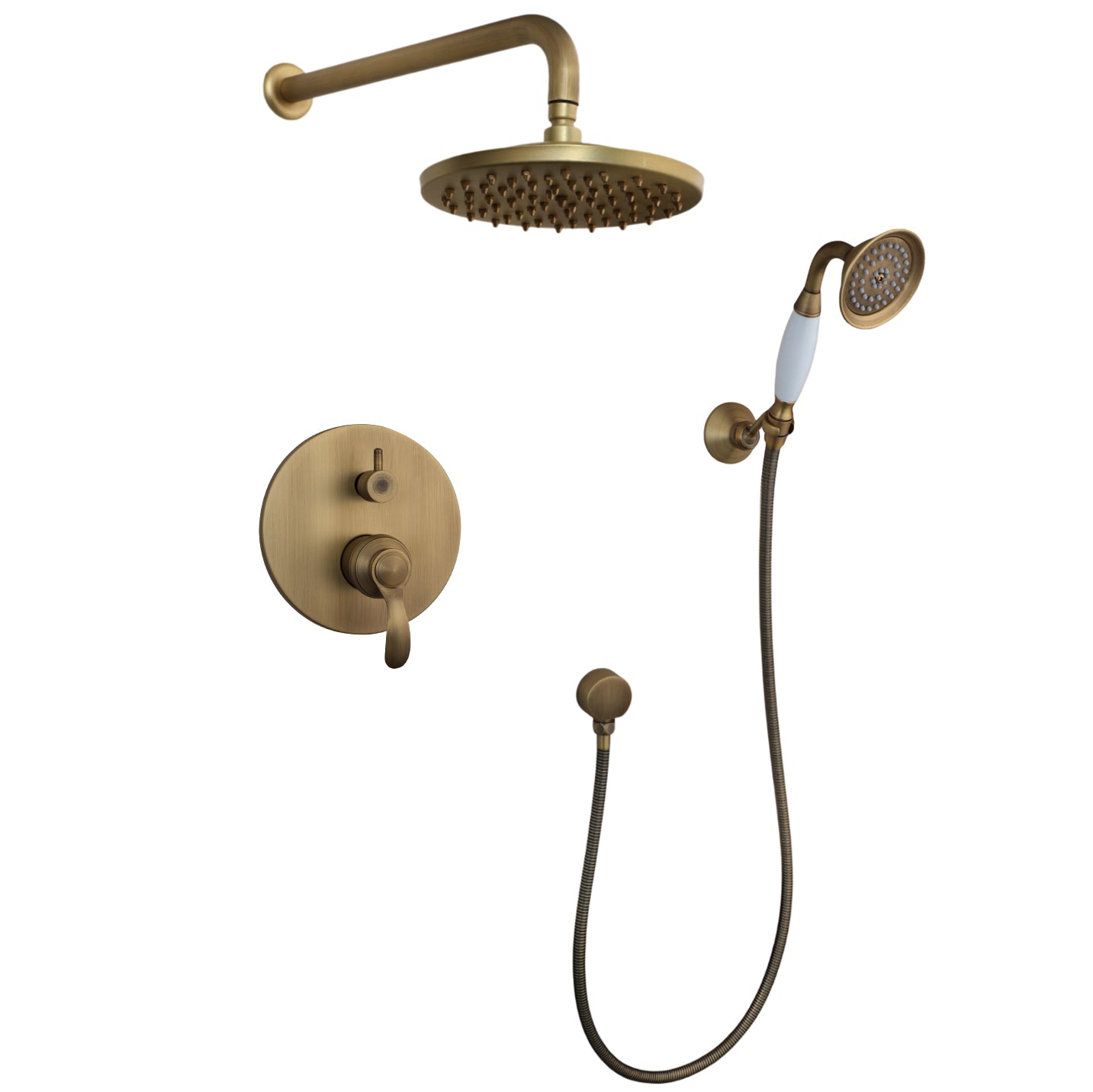 Country-style built-in shower set with hand shower – Nostalgic bronze