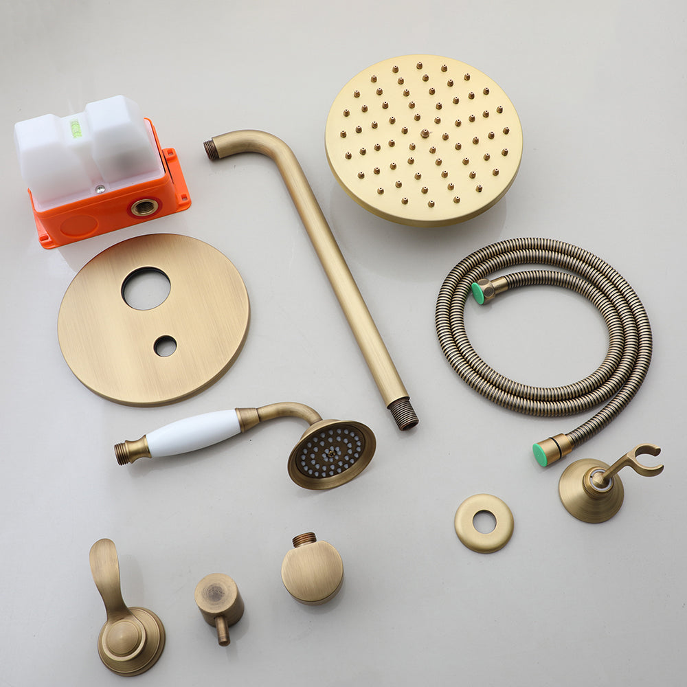 Country-style built-in shower set with hand shower – Nostalgic bronze