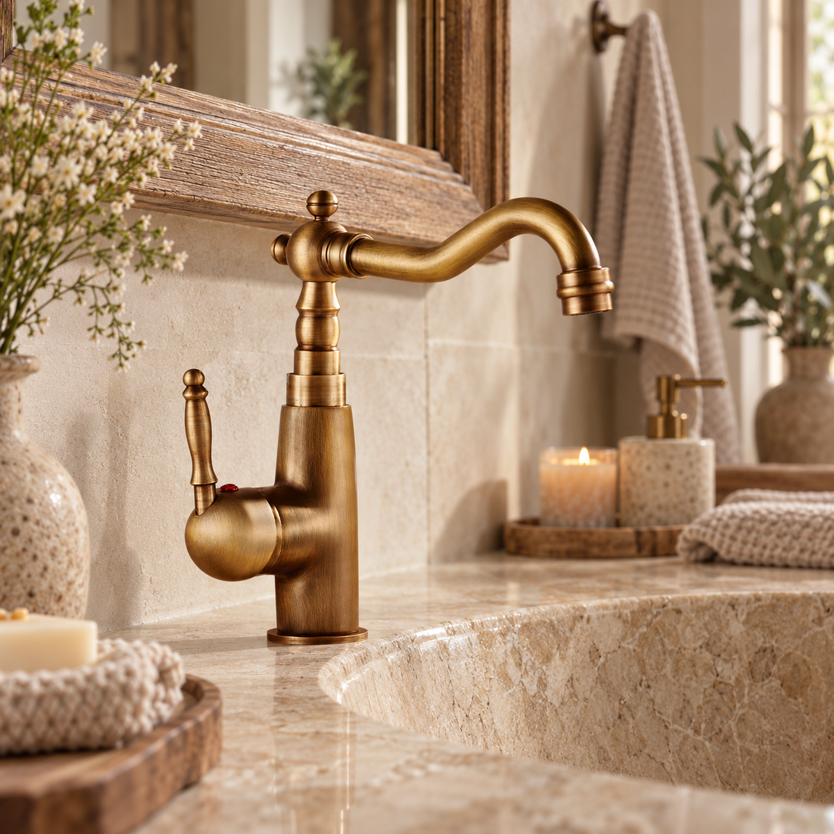Mitigeur de lavabo classique Badique bronze