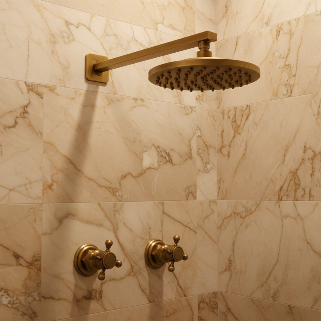 Bronze-colored built-in shower