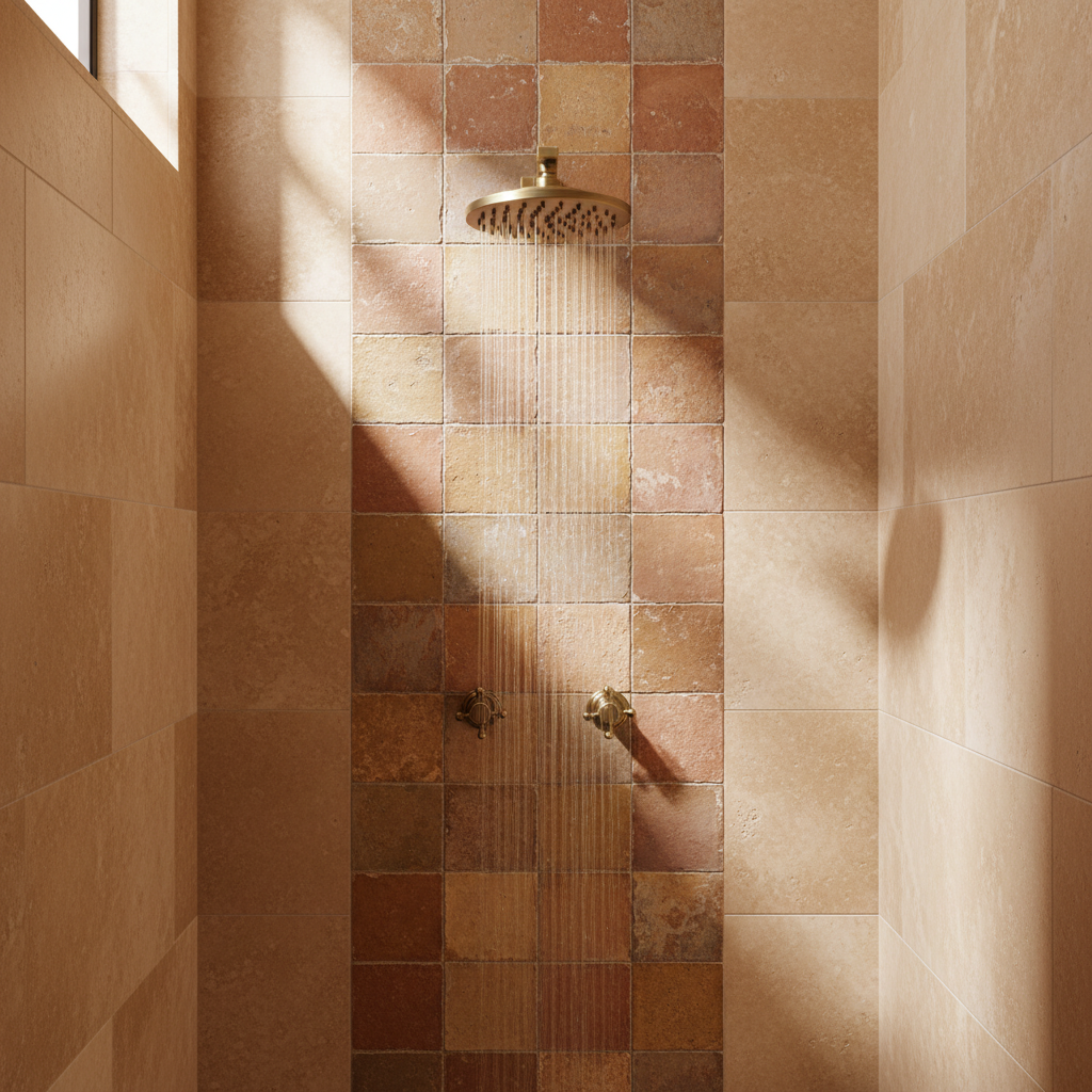 Bronze-colored built-in shower