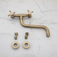 Nostalgic bronze-colored mixer tap with long spout