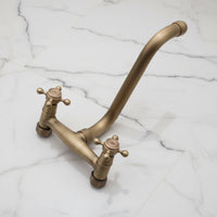 Nostalgic bronze-colored mixer tap with long spout
