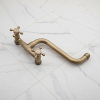 Nostalgic bronze-colored mixer tap with long spout
