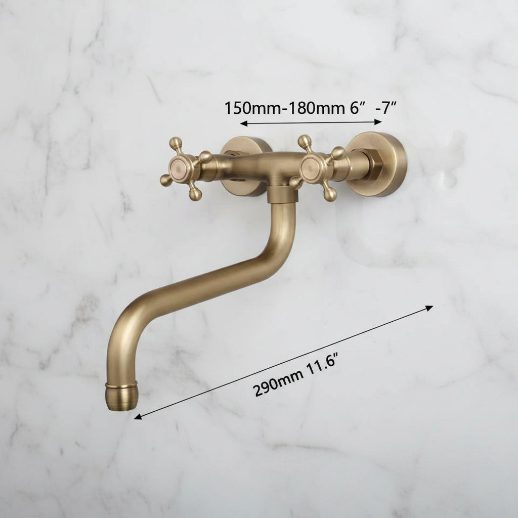 Nostalgic bronze-colored mixer tap with long spout