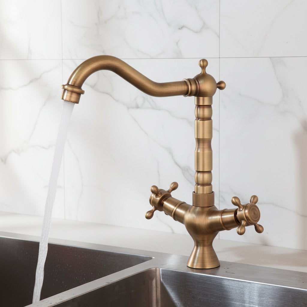 Retro-Nostalgie-Küchenarmatur in Antik-Bronze