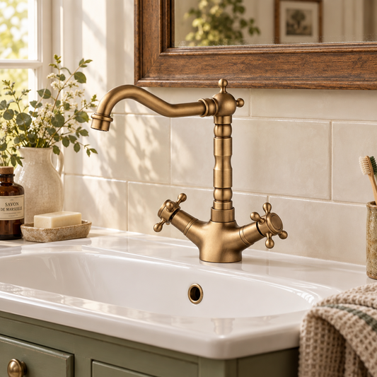 Nostalgic washbasin tap Classic model bronze glossy