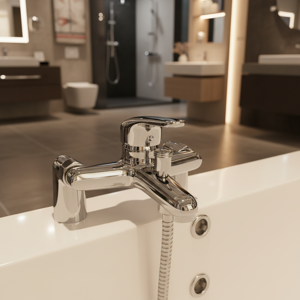 Badewannenarmatur auf Wannenrand Chrom