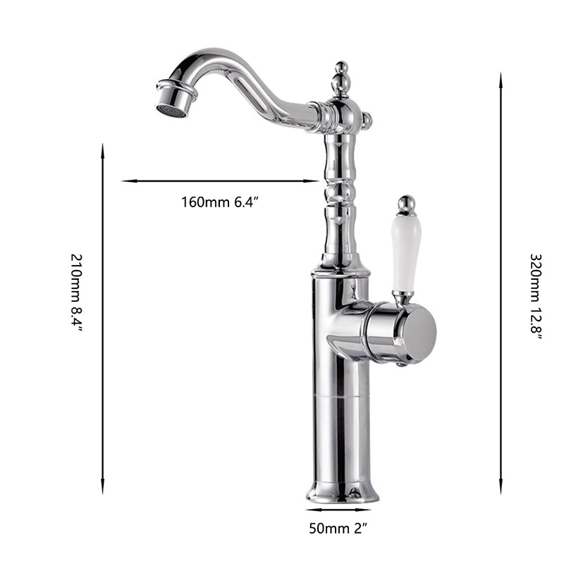 Landelijke wastafelkraan chroom – nostalgisch model