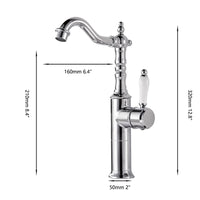 Landelijke wastafelkraan chroom – nostalgisch model