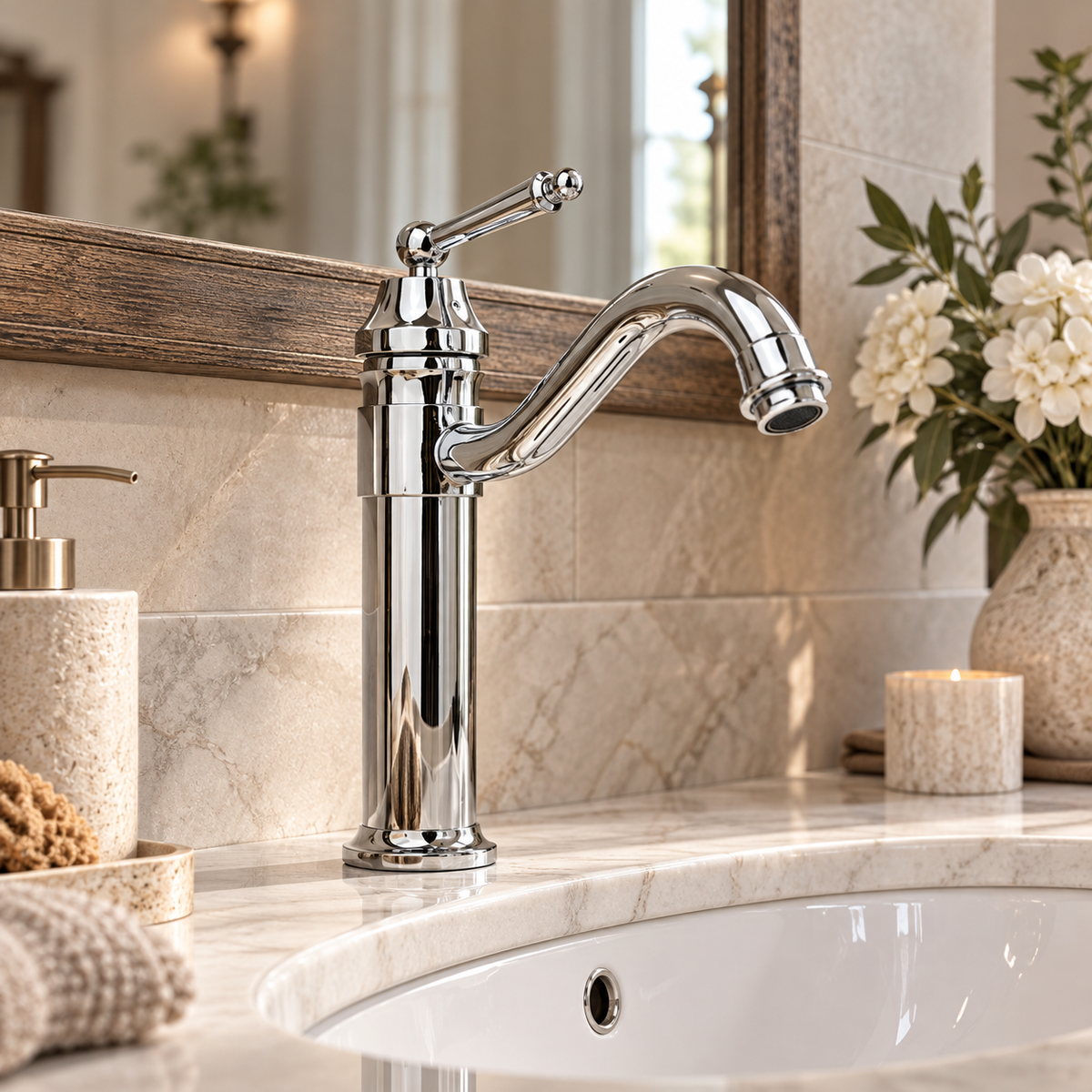 Mitigeur de lavabo rétro chromé Badique
