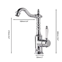 Landelijke wastafelkraan chroom – nostalgisch model