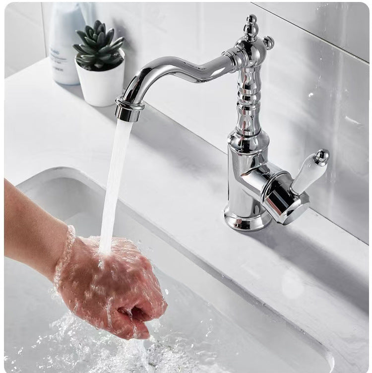 Landelijke wastafelkraan chroom – nostalgisch model