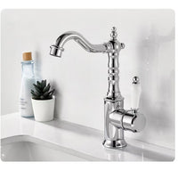 Landelijke wastafelkraan chroom – nostalgisch model