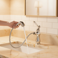 Mitigeur de lavabo chromé Badique avec douchette extractible