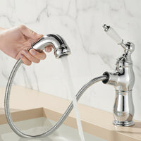 Mitigeur de lavabo chromé Badique avec douchette extractible