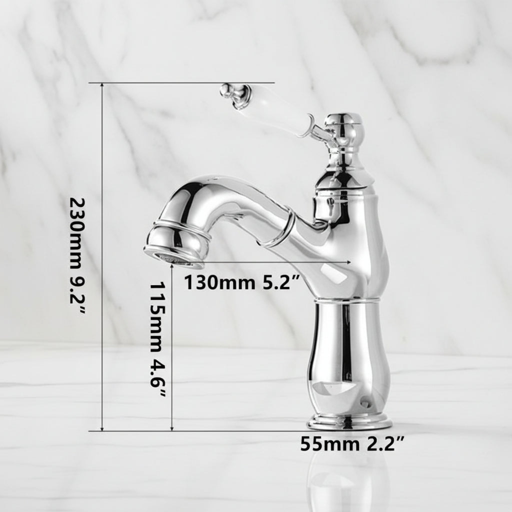 Mitigeur de lavabo chromé Badique avec douchette extractible